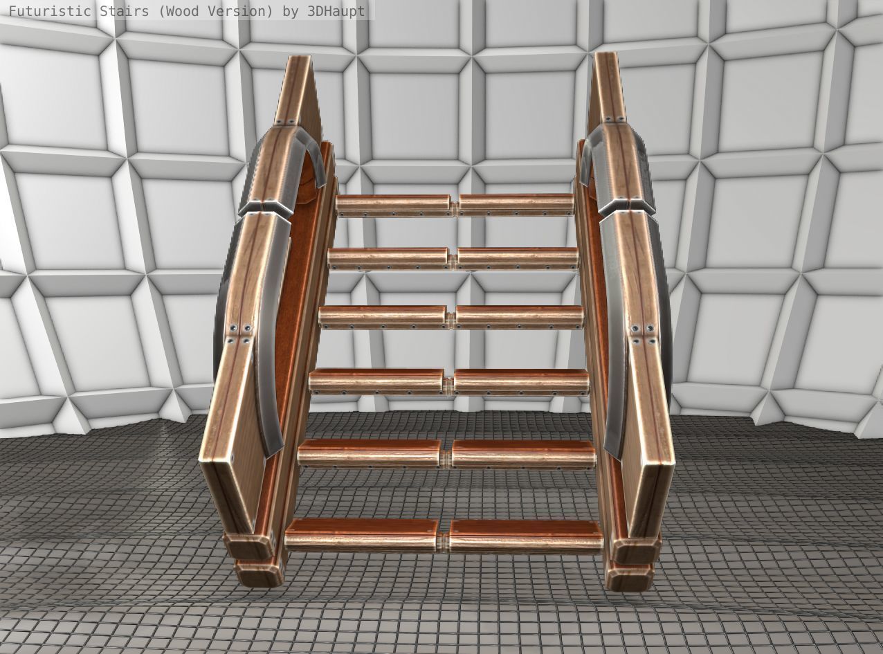 Wood Stairs - Construction Element 3 Low-poly 3D model_13
