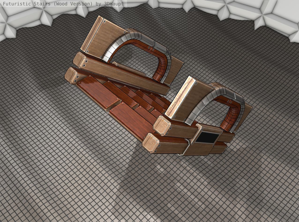 Wood Stairs - Construction Element 3 Low-poly 3D model_17