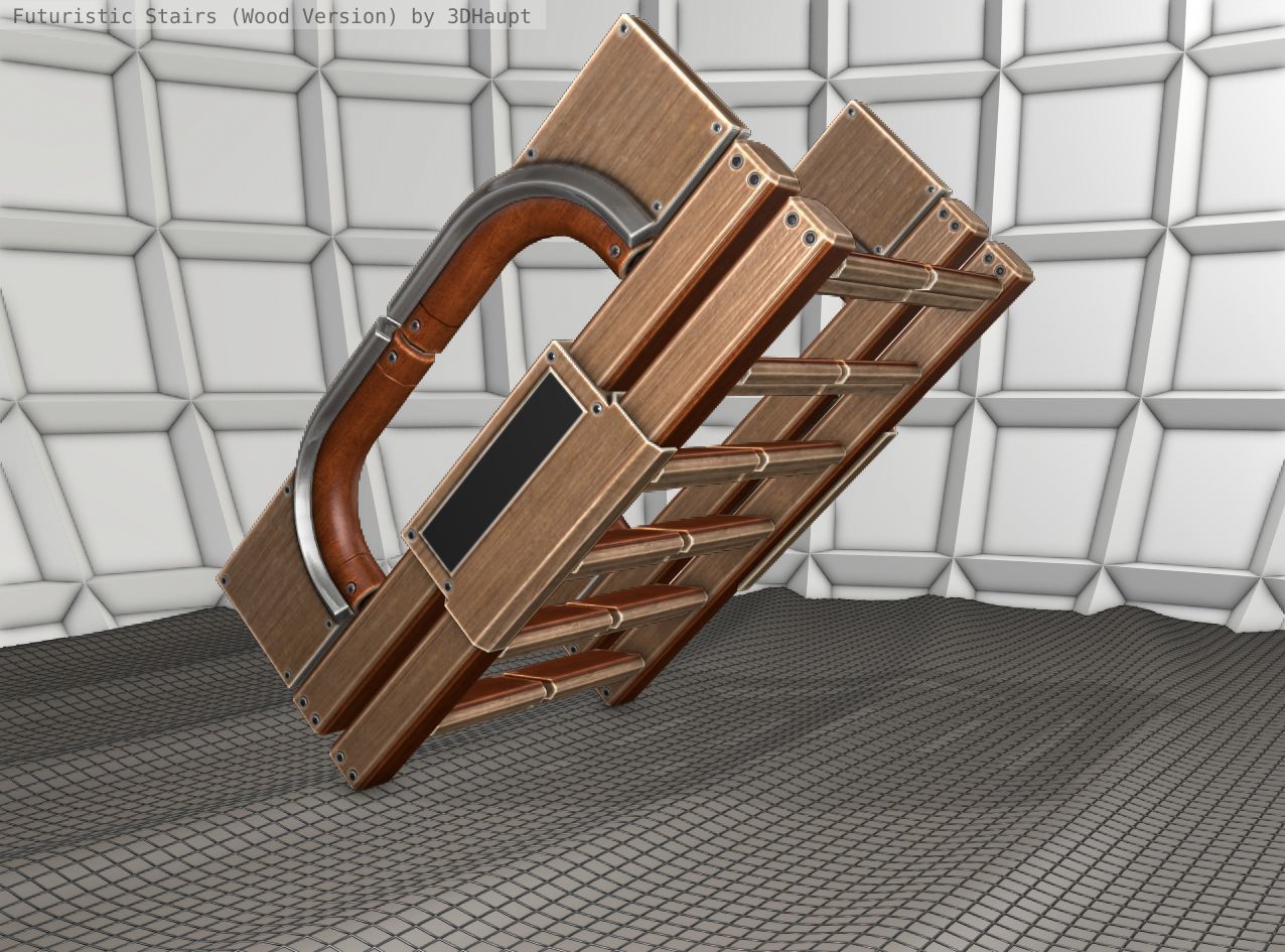 Wood Stairs - Construction Element 3 Low-poly 3D model_9