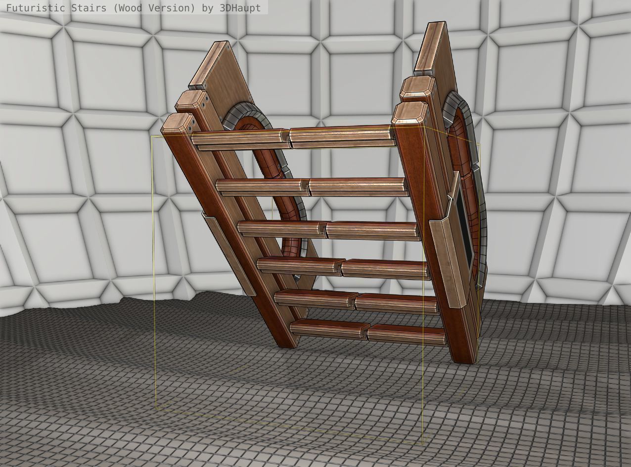 Wood Stairs - Construction Element 3 Low-poly 3D model_10