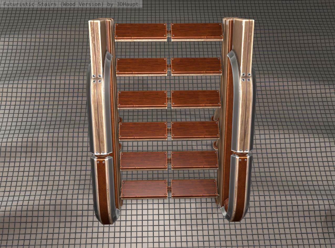 Wood Stairs Construction Element 4 Low-poly 3D model_14