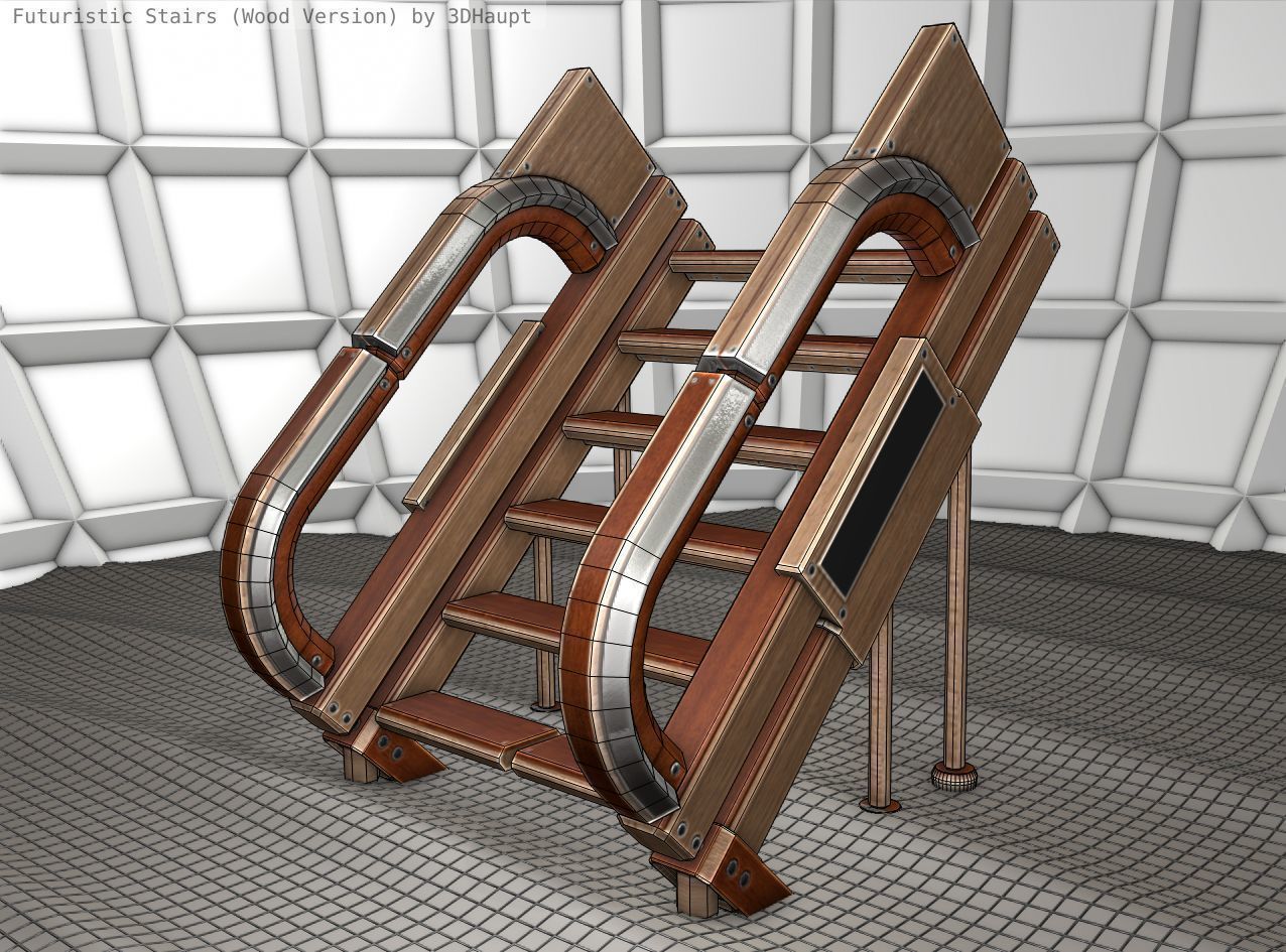 Wood Stairs Construction Element 4 Low-poly 3D model_22