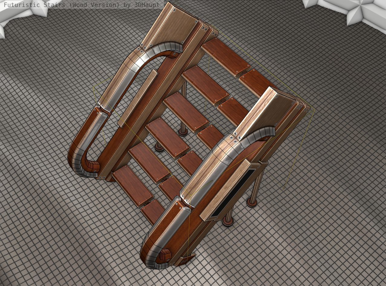 Wood Stairs Construction Element 4 Low-poly 3D model_15
