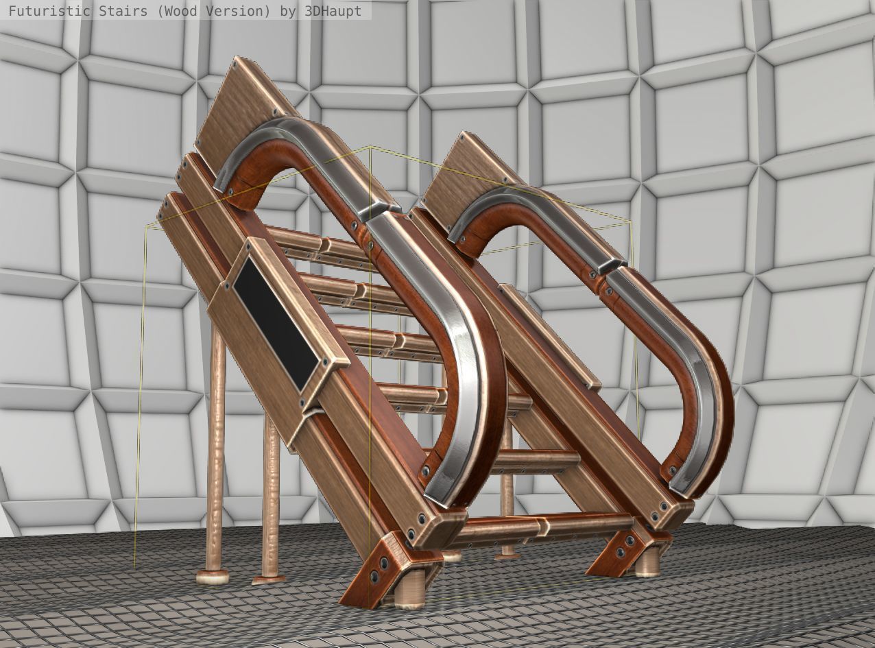 Wood Stairs Construction Element 4 Low-poly 3D model_21