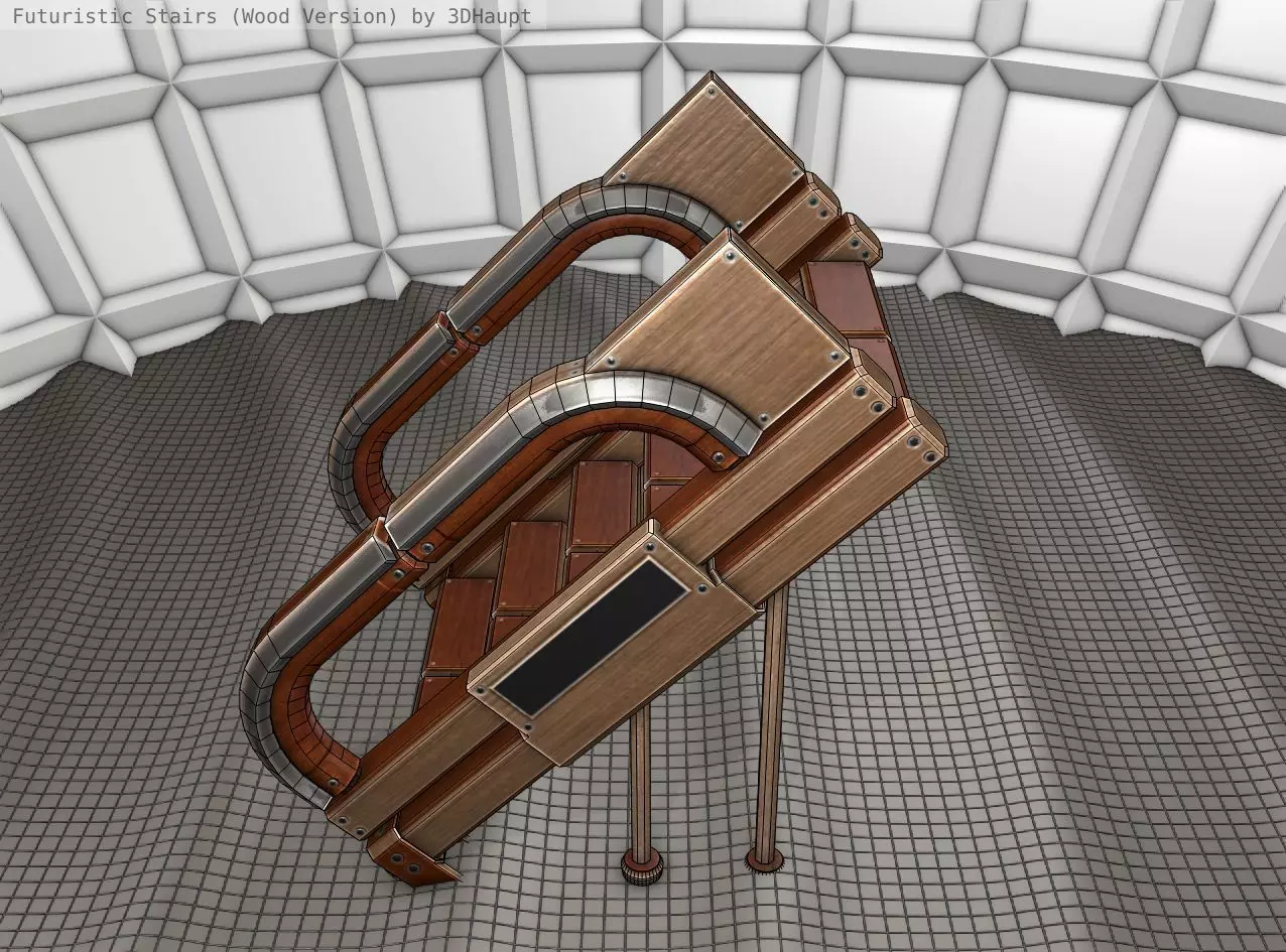 Wood Stairs Construction Element 4 Low-poly 3D model_0