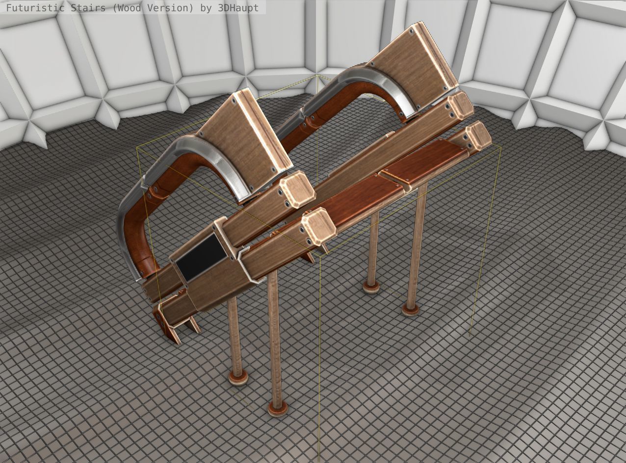 Wood Stairs Construction Element 4 Low-poly 3D model_1
