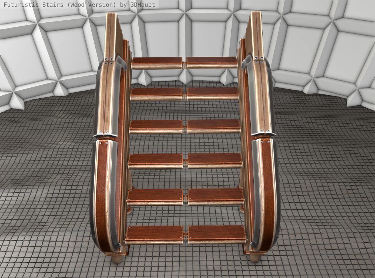Wood Stairs Construction Element 4 Low-poly 3D model_6