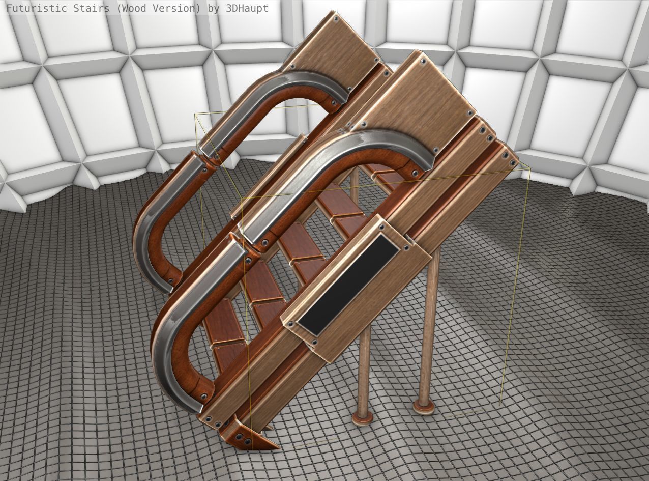 Wood Stairs Construction Element 4 Low-poly 3D model_23