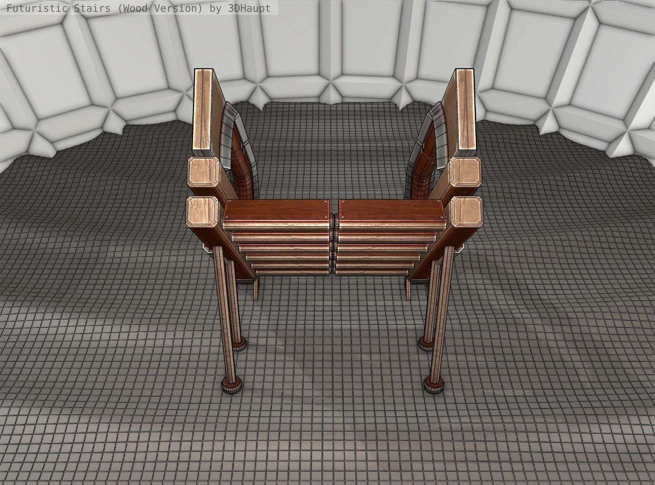 Wood Stairs Construction Element 4 Low-poly 3D model_2