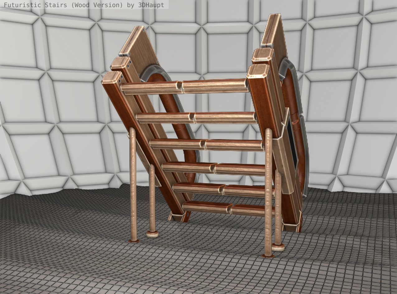 Wood Stairs Construction Element 4 Low-poly 3D model_10