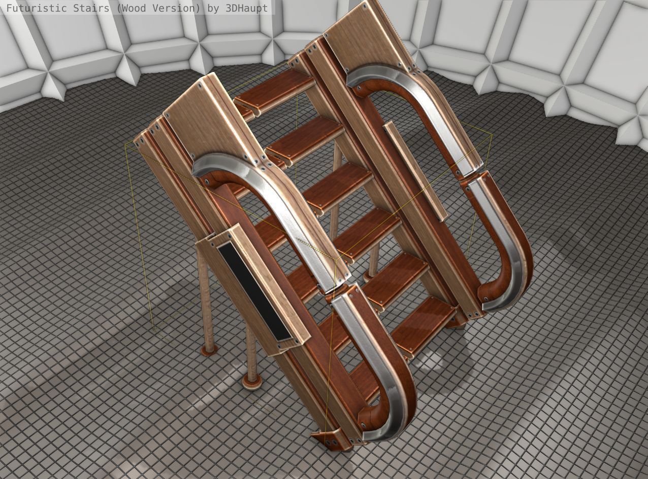 Wood Stairs Construction Element 4 Low-poly 3D model_19