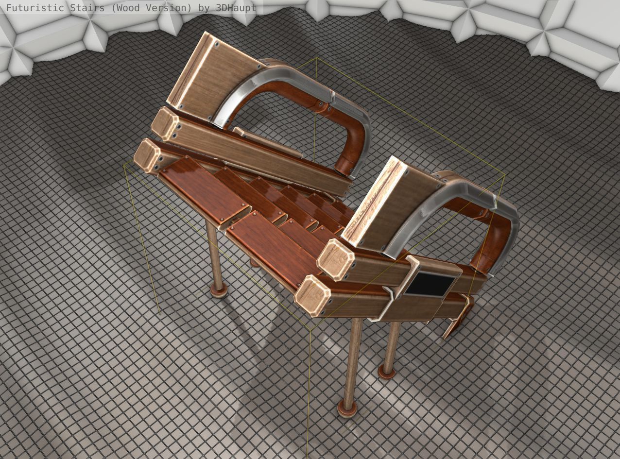 Wood Stairs Construction Element 4 Low-poly 3D model_17