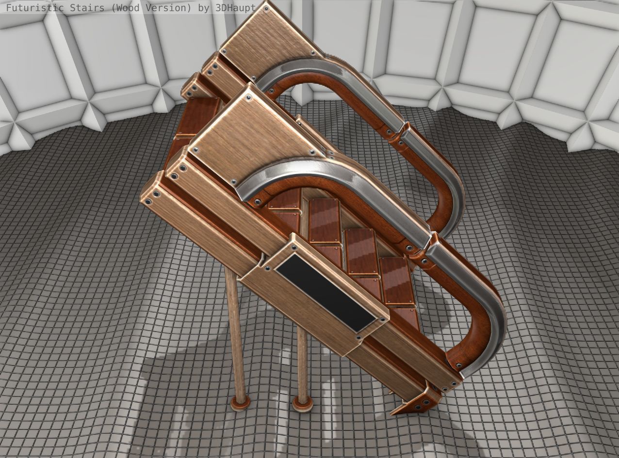 Wood Stairs Construction Element 4 Low-poly 3D model_4