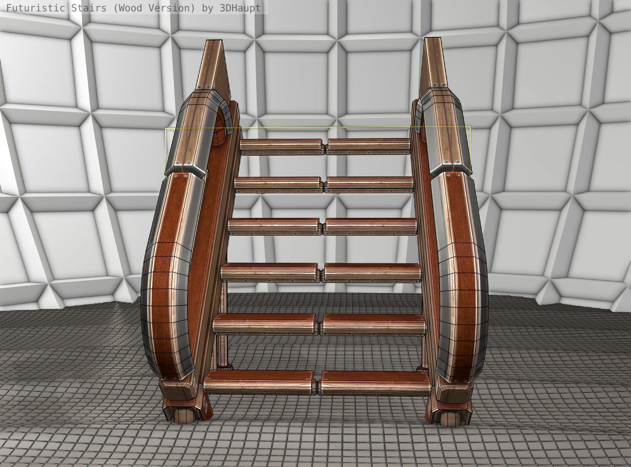 Wood Stairs Construction Element 4 Low-poly 3D model_13