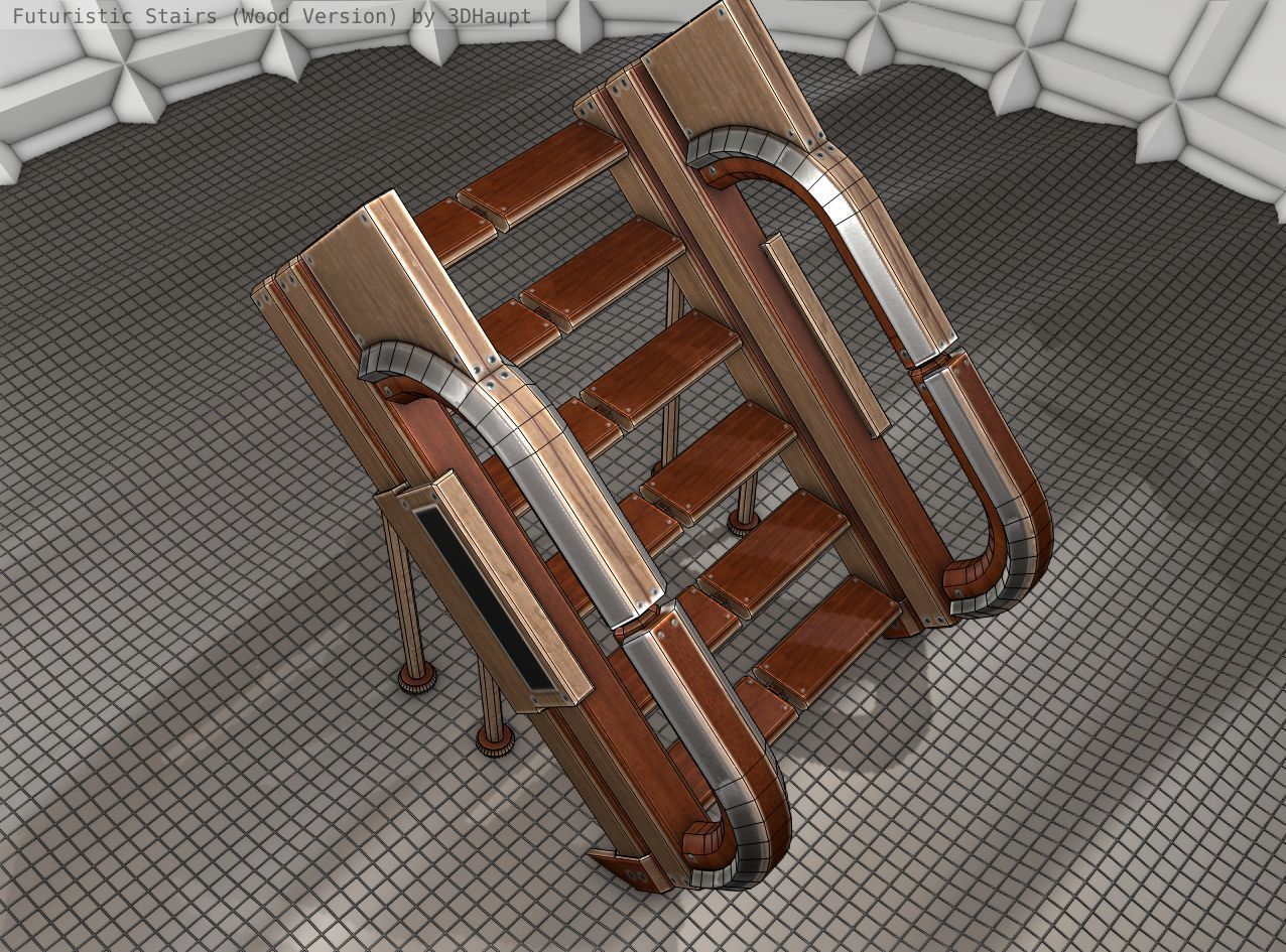 Wood Stairs Construction Element 4 Low-poly 3D model_18