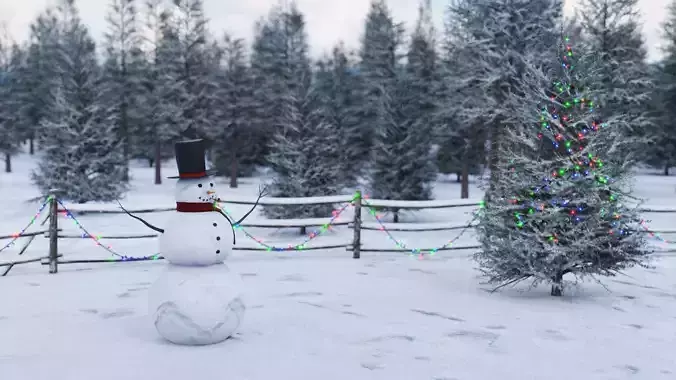 Snowman Wearing A Top Hat Low-poly 3D model