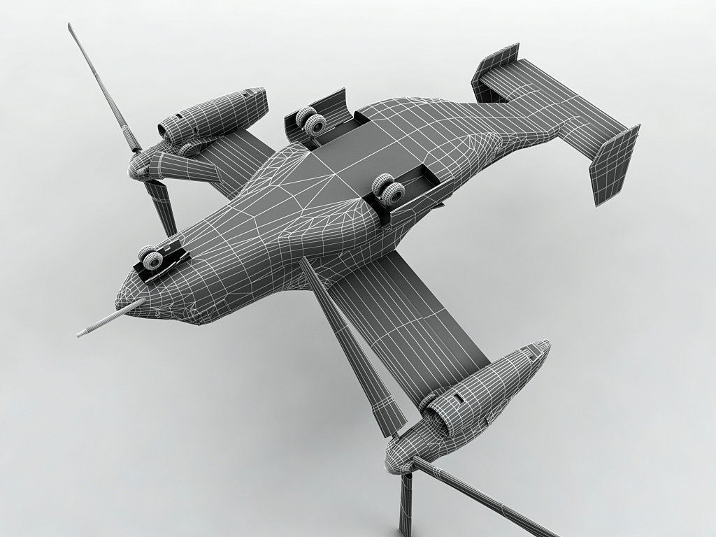 V-22 Osprey Helicopter  -2 Low-poly 3D model_3