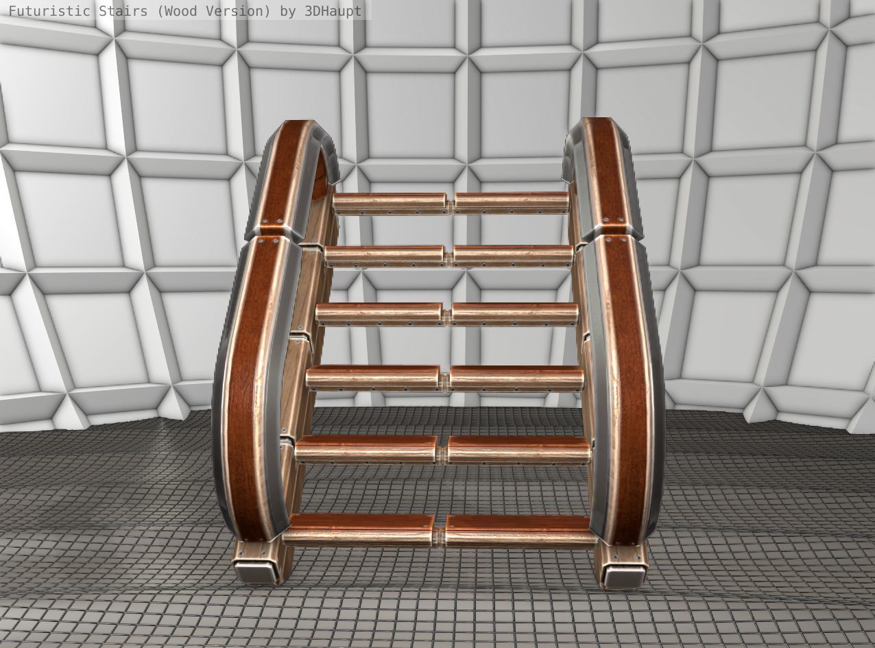 Wood Stairs Construction Element 11  Low-poly 3D model_14