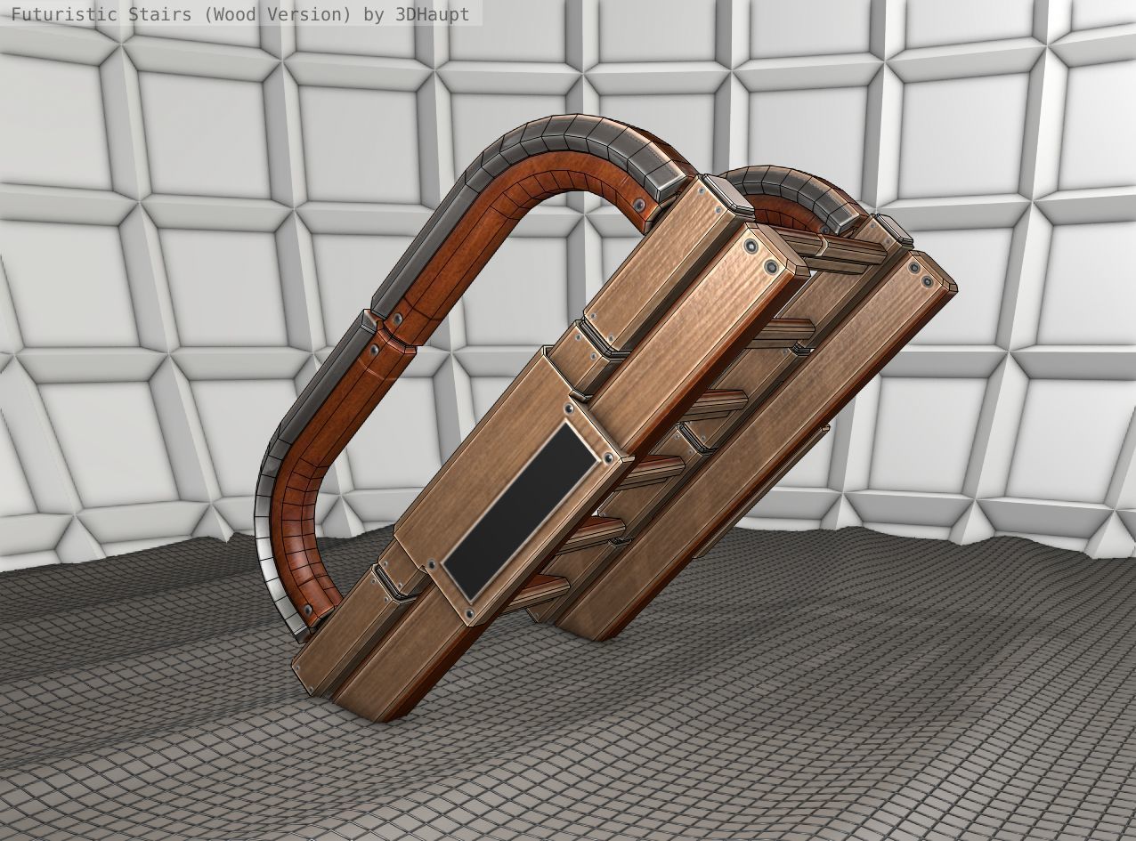 Wood Stairs Construction Element 11  Low-poly 3D model_10