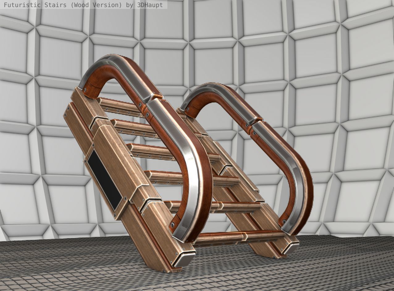 Wood Stairs Construction Element 11  Low-poly 3D model_22