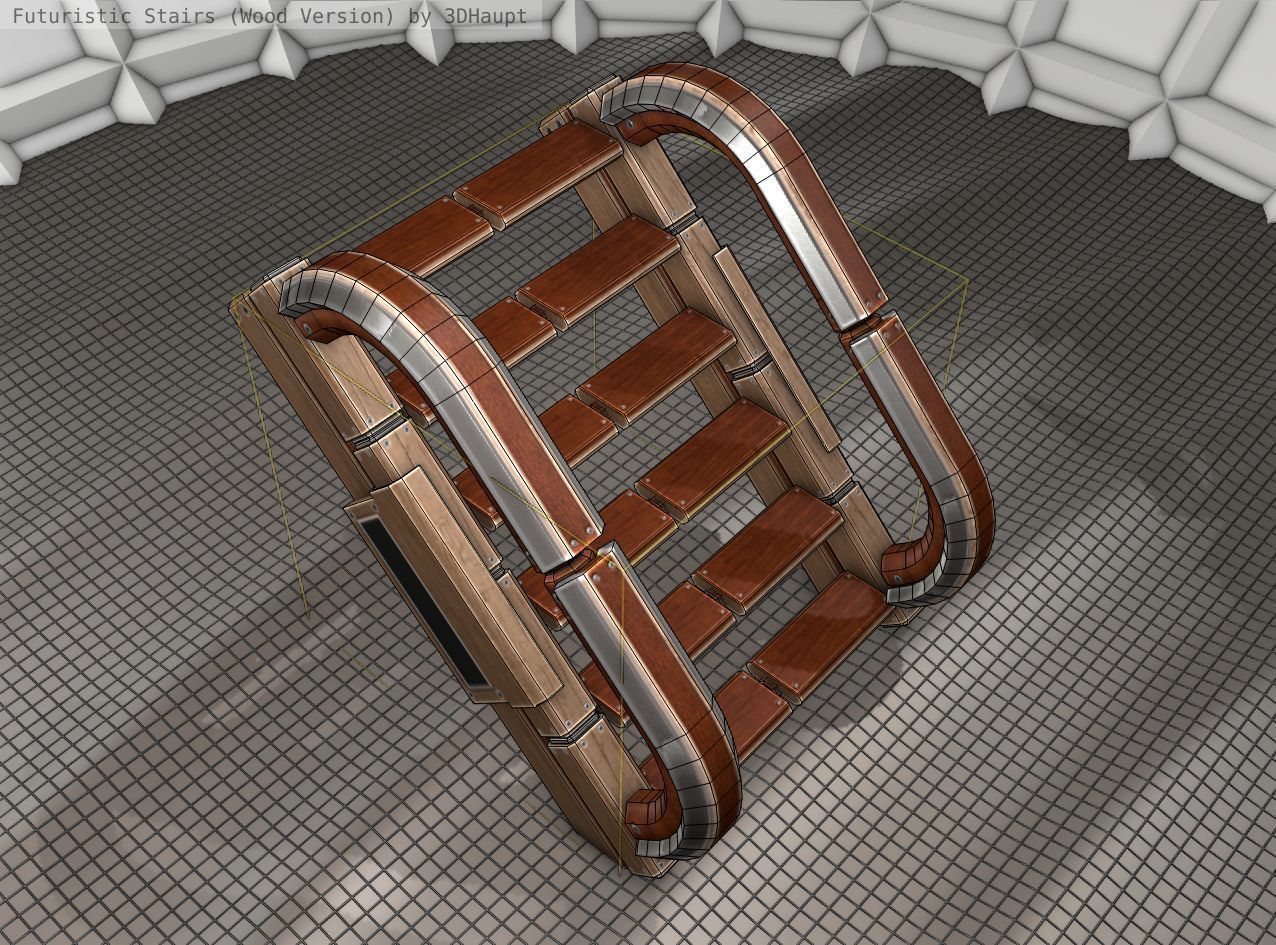 Wood Stairs Construction Element 11  Low-poly 3D model_19