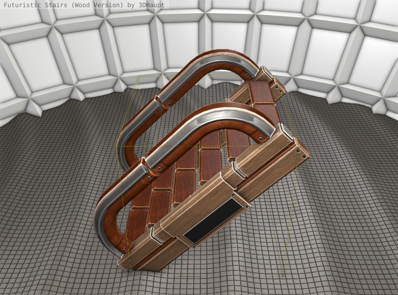 Wood Stairs Construction Element 11  Low-poly 3D model_1