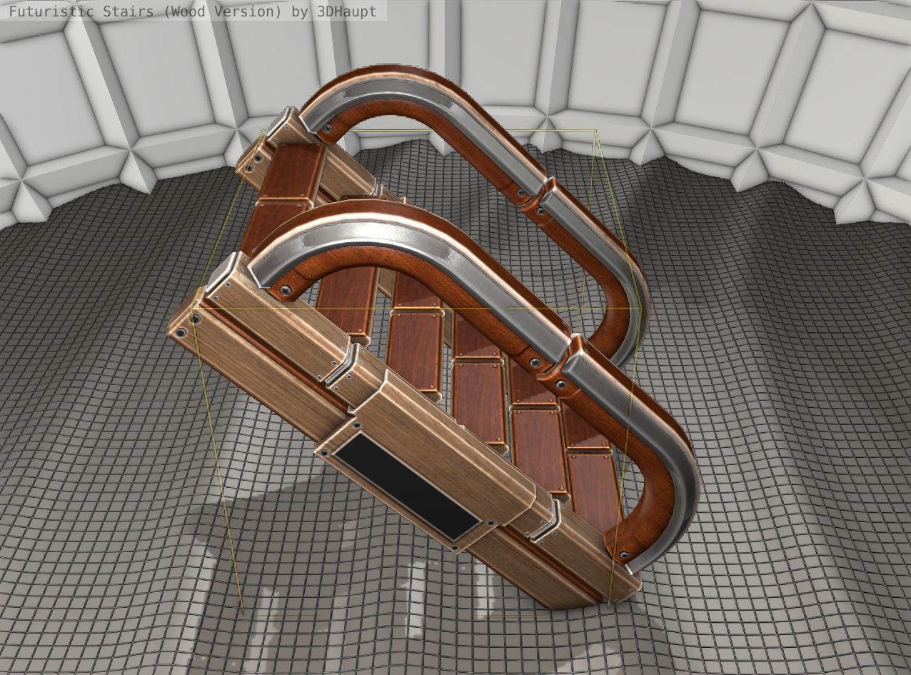Wood Stairs Construction Element 11  Low-poly 3D model_5