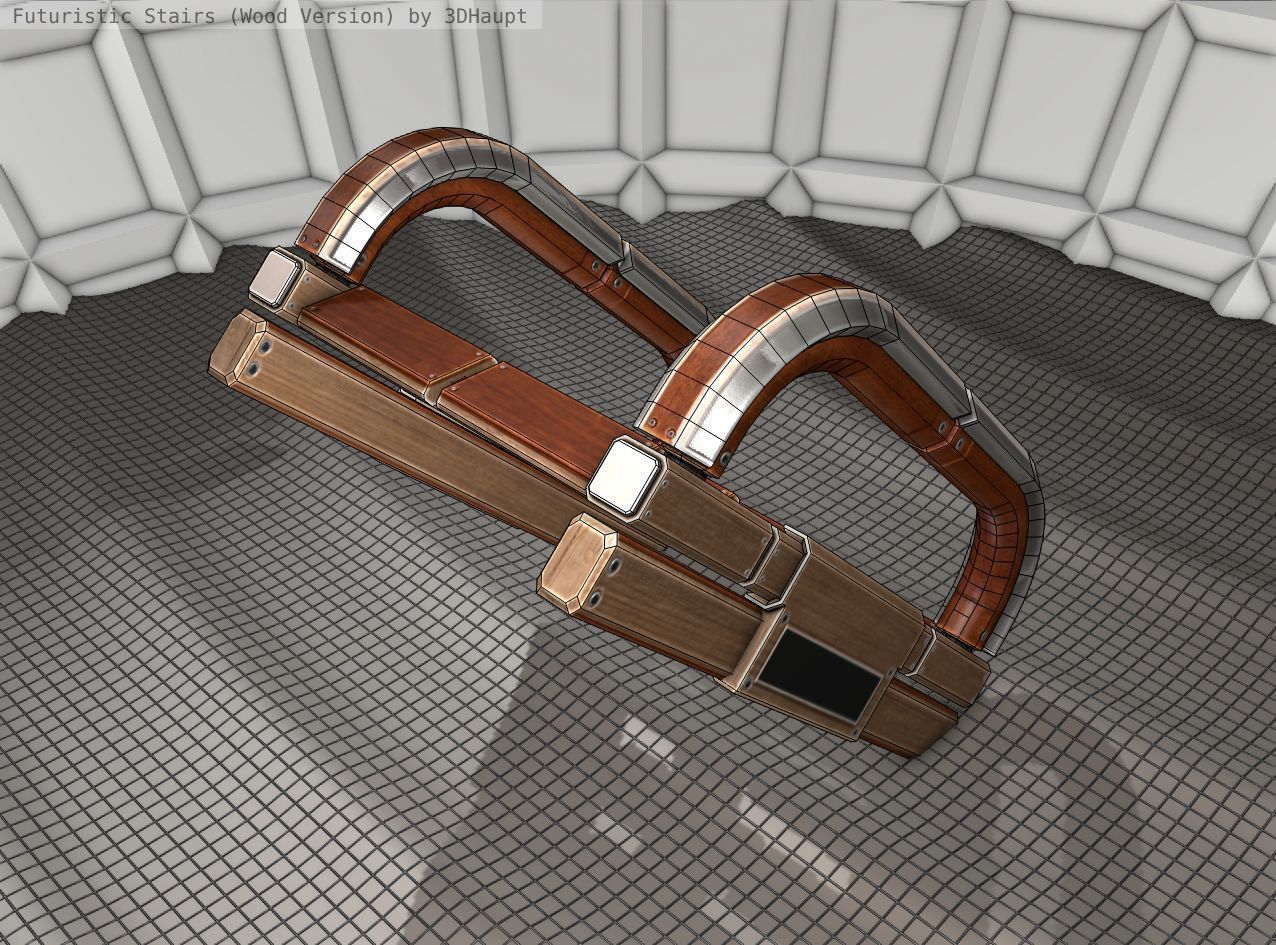 Wood Stairs Construction Element 11  Low-poly 3D model_4