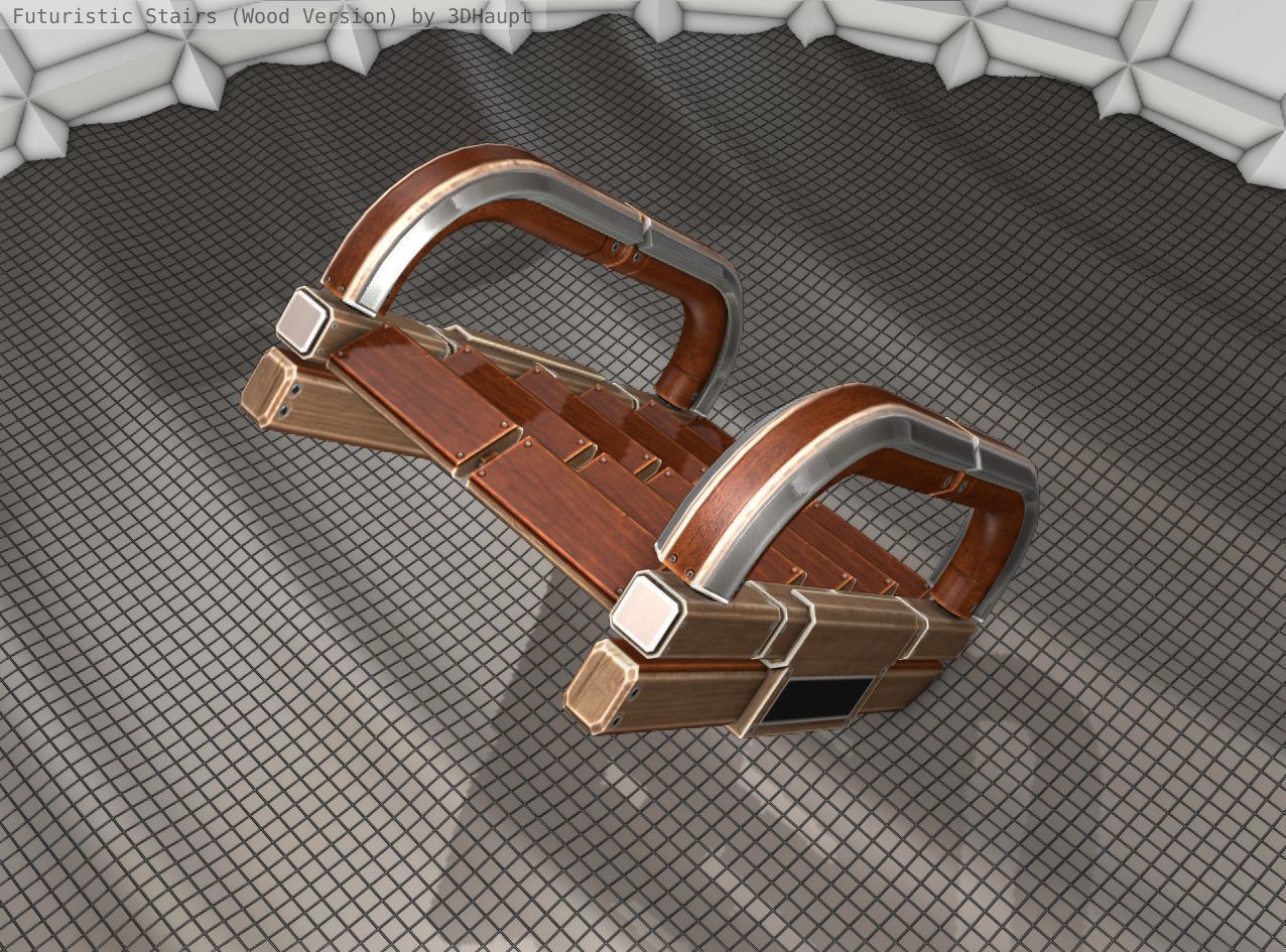 Wood Stairs Construction Element 11  Low-poly 3D model_18