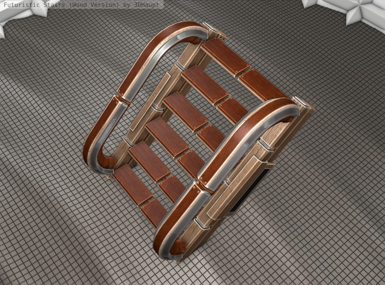 Wood Stairs Construction Element 11  Low-poly 3D model_16