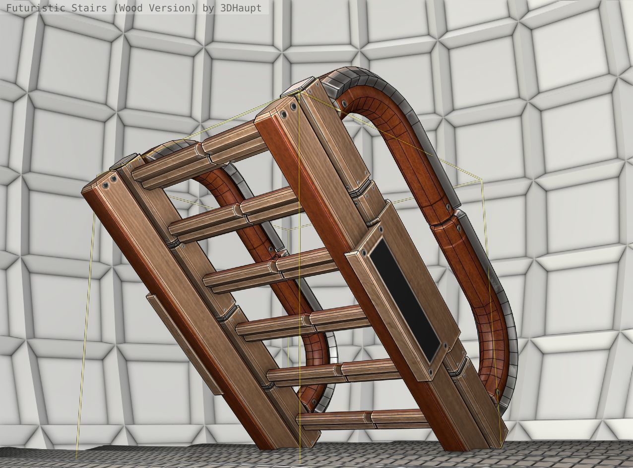 Wood Stairs Construction Element 11  Low-poly 3D model_21