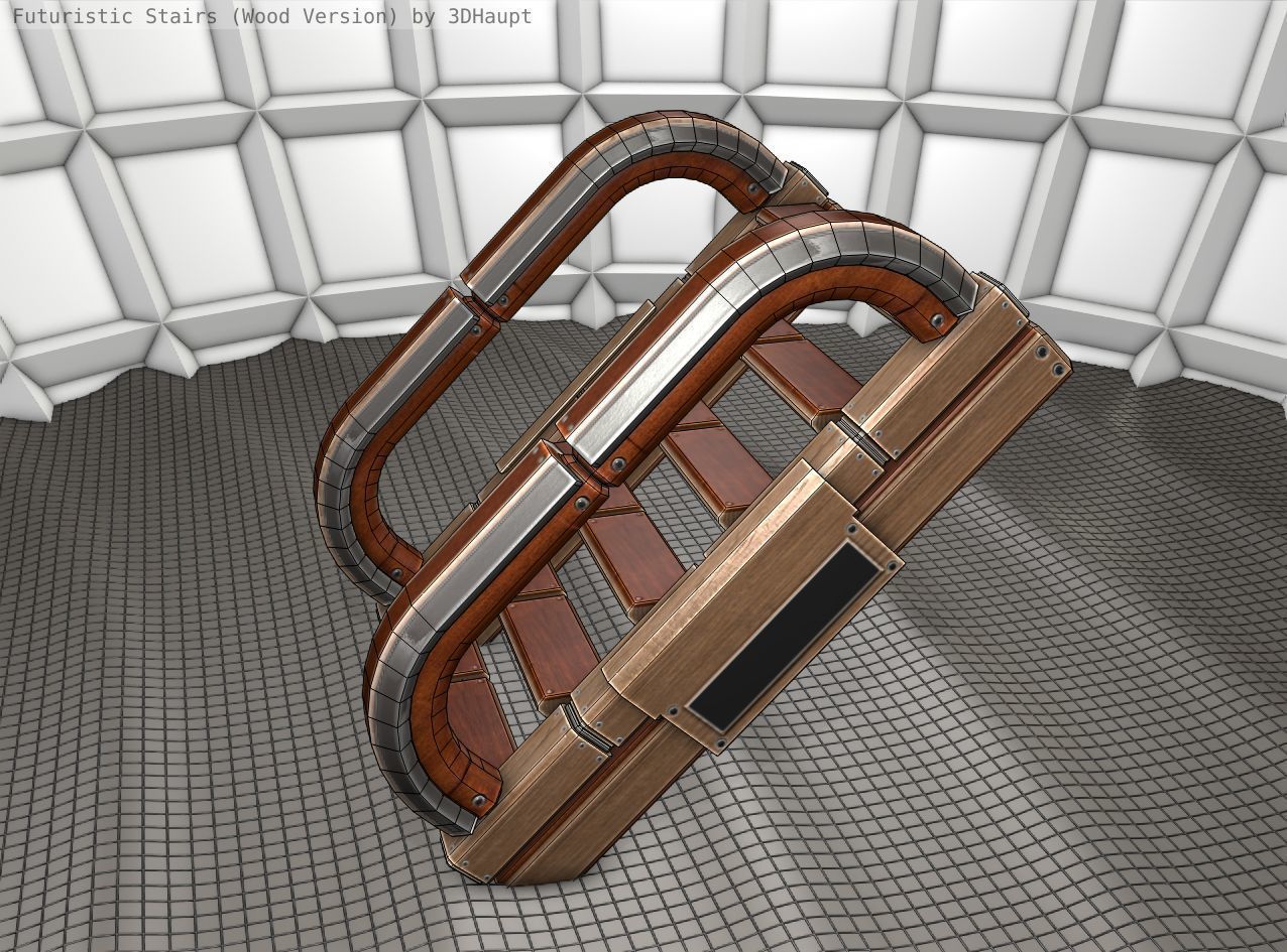 Wood Stairs Construction Element 11  Low-poly 3D model_24