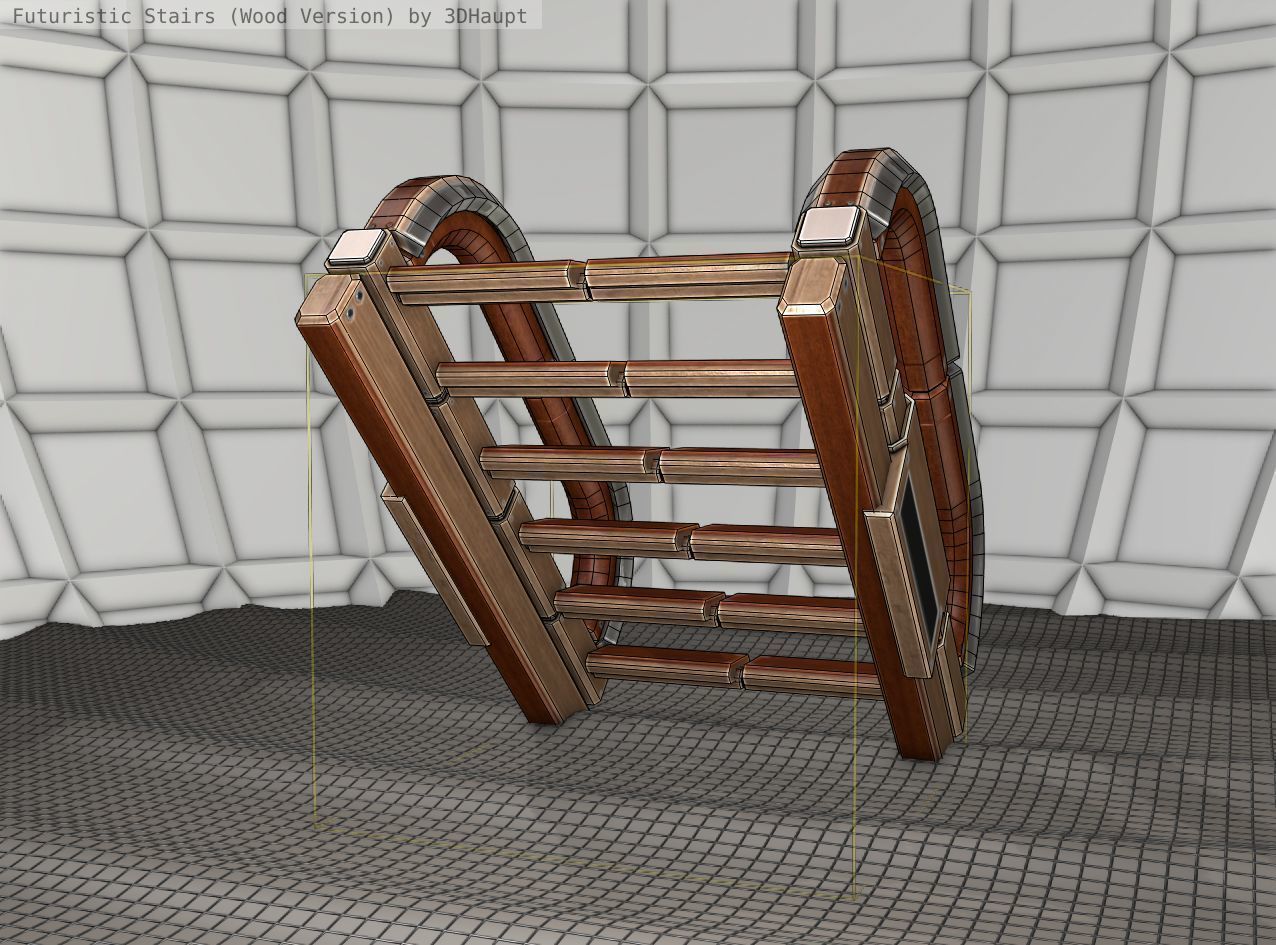 Wood Stairs Construction Element 11  Low-poly 3D model_11