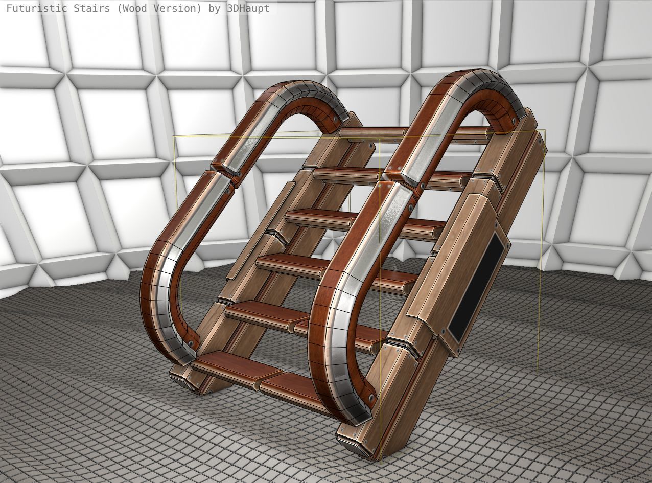Wood Stairs Construction Element 11  Low-poly 3D model_23