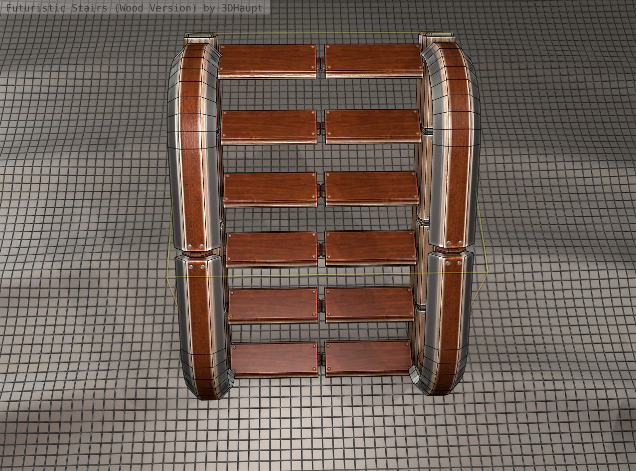 Wood Stairs Construction Element 11  Low-poly 3D model_15