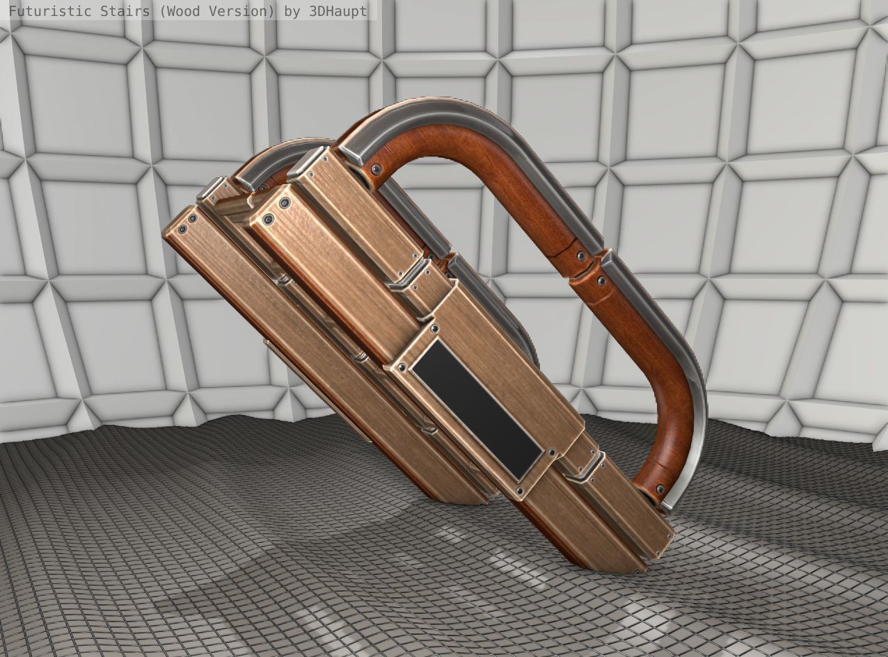 Wood Stairs Construction Element 11  Low-poly 3D model_12