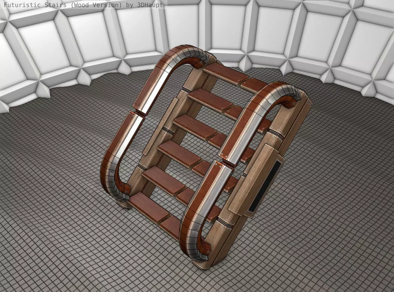 Wood Stairs Construction Element 11  Low-poly 3D model_0