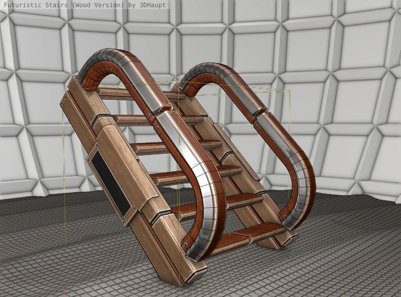 Wood Stairs Construction Element 11  Low-poly 3D model_13