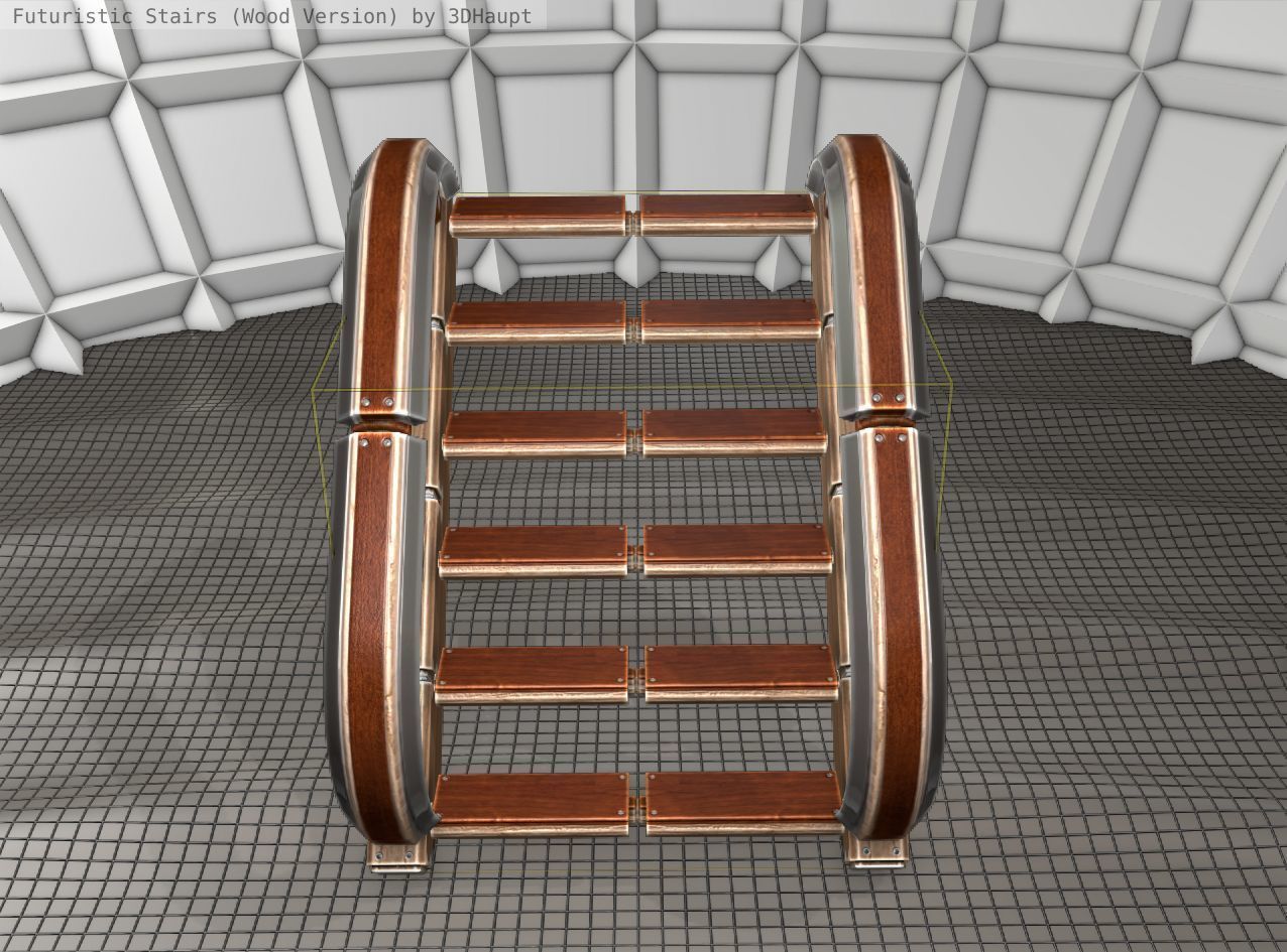 Wood Stairs Construction Element 11  Low-poly 3D model_7