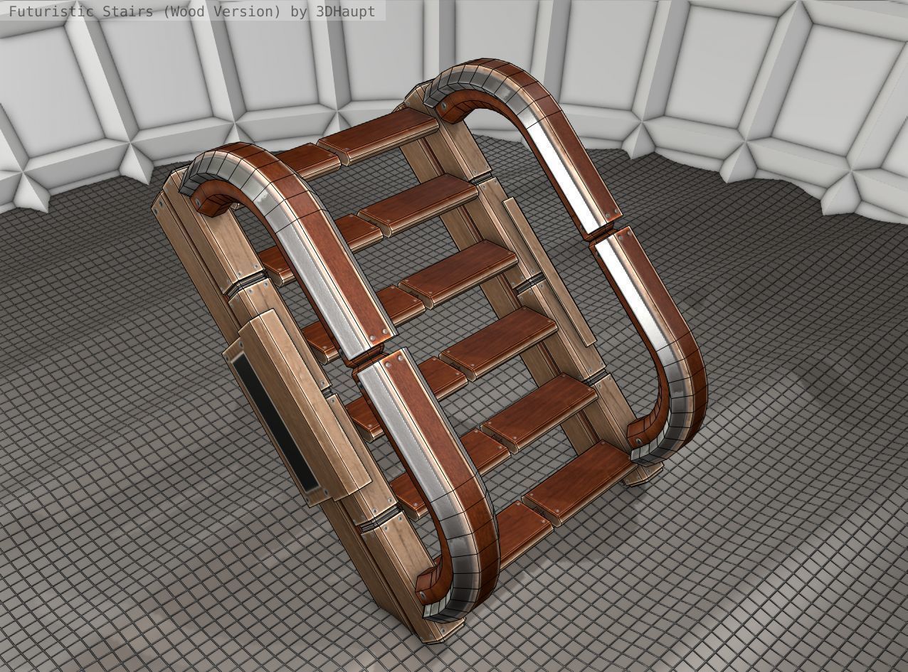 Wood Stairs Construction Element 11  Low-poly 3D model_6