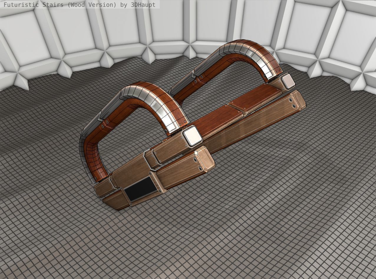 Wood Stairs Construction Element 11  Low-poly 3D model_2