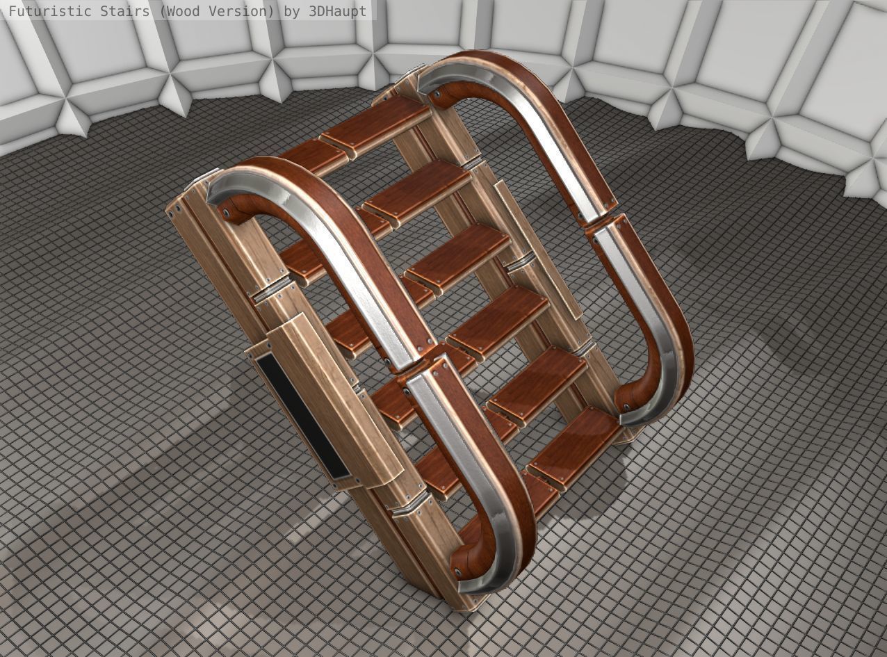 Wood Stairs Construction Element 11  Low-poly 3D model_20
