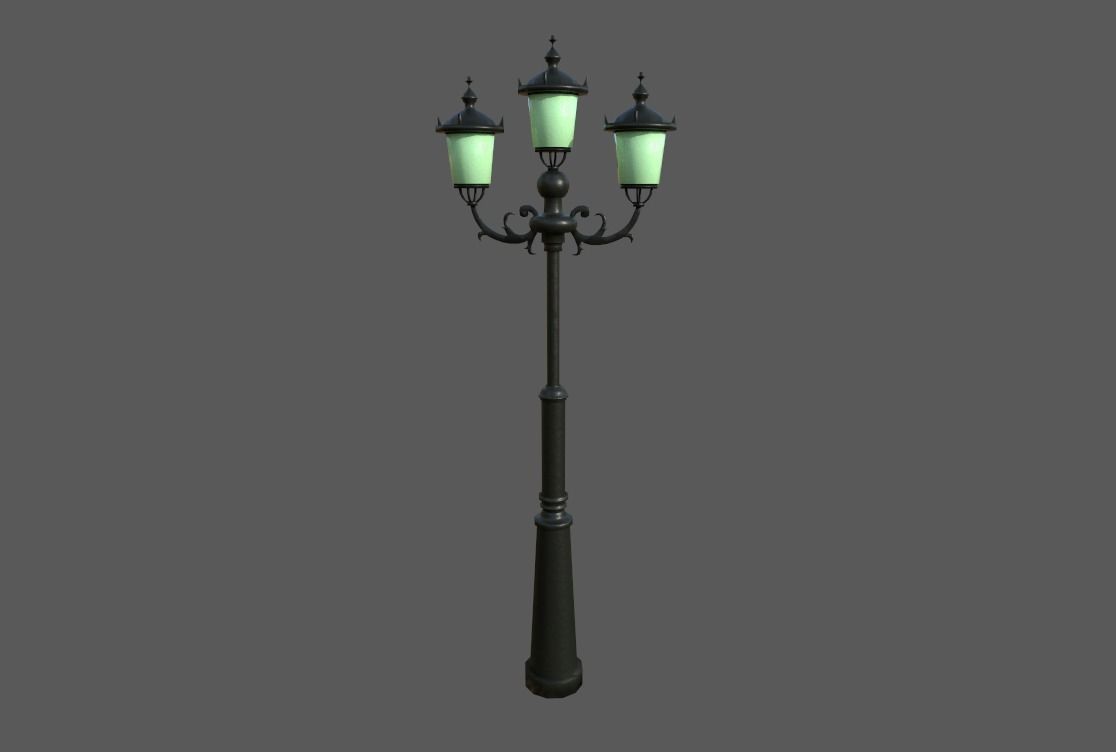 environment Street lights set Low-poly 3D model_4