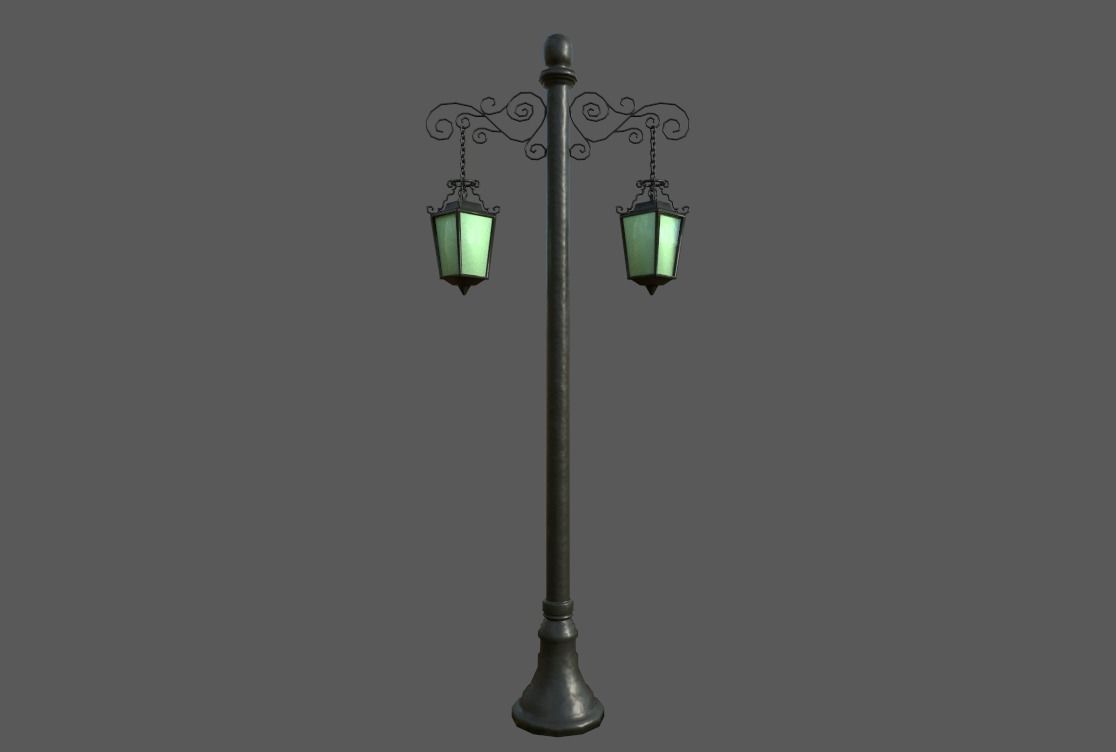 environment Street lights set Low-poly 3D model_1