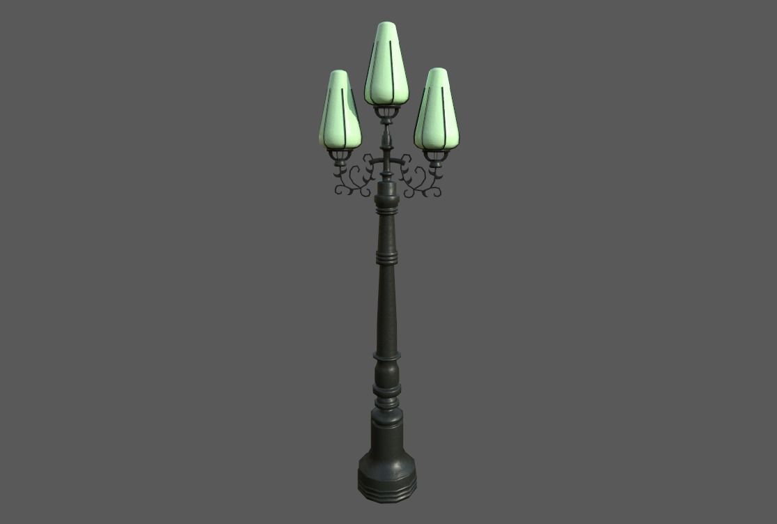 environment Street lights set Low-poly 3D model_3