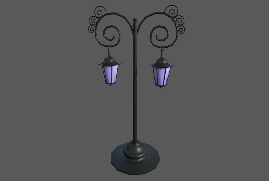 environment Street lights set Low-poly 3D model_2
