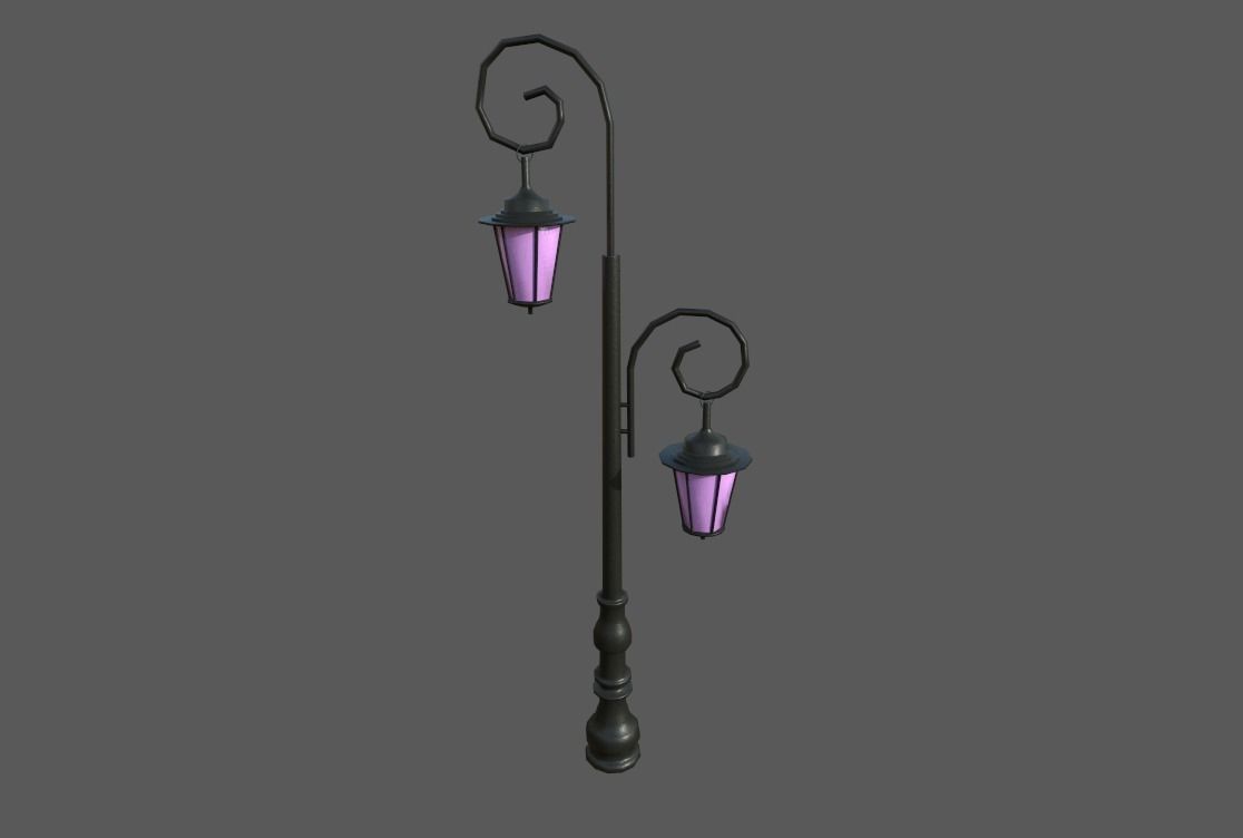 environment Street lights set Low-poly 3D model_3
