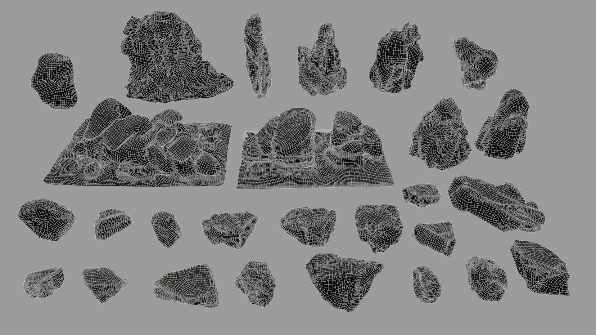 cliff rocks set  Low-poly 3D model_30