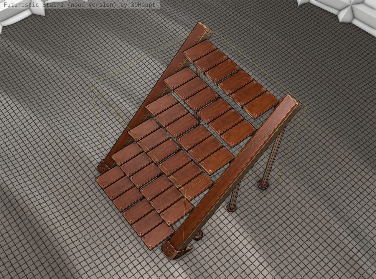 Wood Stairs - Construction Element 16 Low-poly 3D model_17
