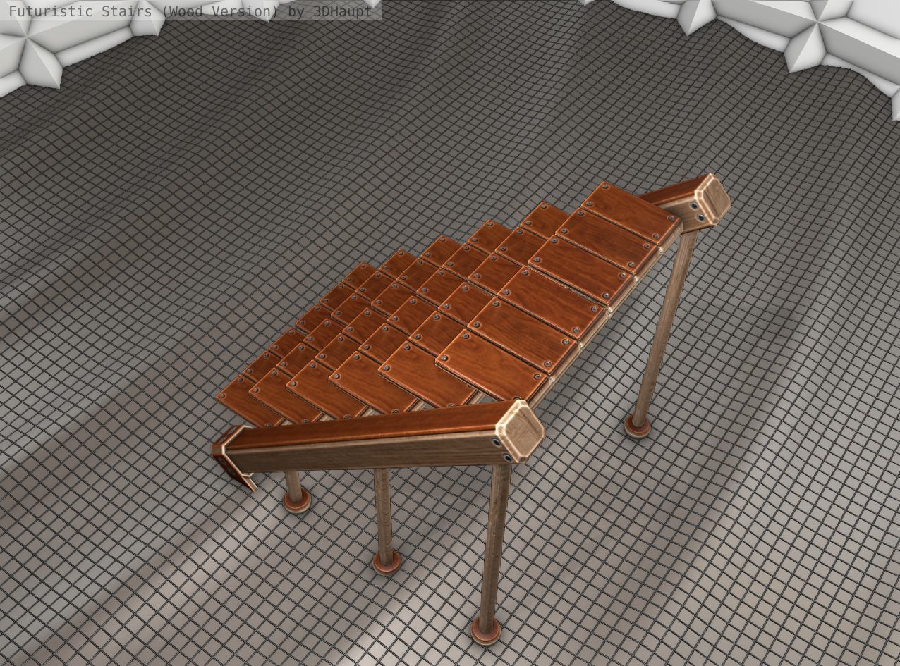 Wood Stairs - Construction Element 16 Low-poly 3D model_18